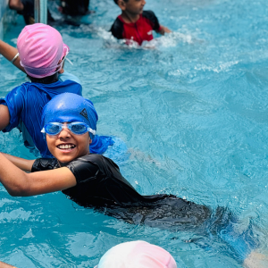 Campers participating in group dance rehearsal
