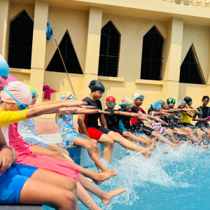 Kids displaying their artwork with pride at SVPS camp